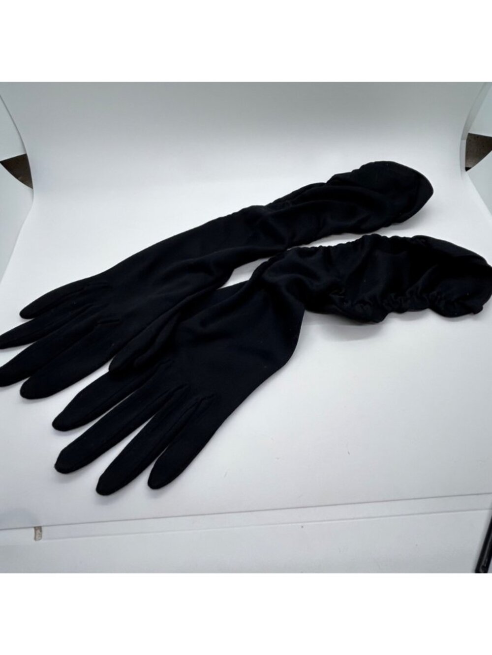 Vintage Black Opera Gloves Elbow Length Evening Wear Max Mayer West Germany SM - Picture 8 of 14
